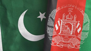 Afganistan ve Pakistan iki bayraklı tekstil kumaşı 3D