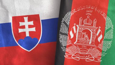Afganistan ve Slovakya 'da iki bayraklı tekstil kumaşı 3D