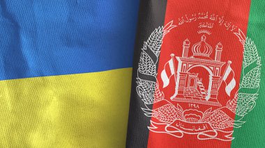 Afganistan ve Ukrayna 'da iki bayraklı kumaş 3D.