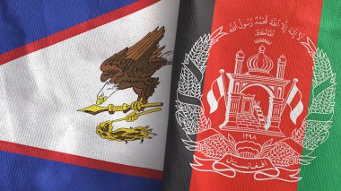 Afganistan ve Amerikan Samoası iki bayrak tekstil kumaşı 3D