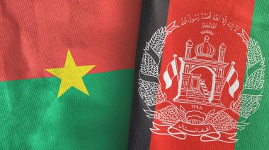Afganistan ve Burkina Faso 'da iki bayraklı tekstil kumaşı 3D.