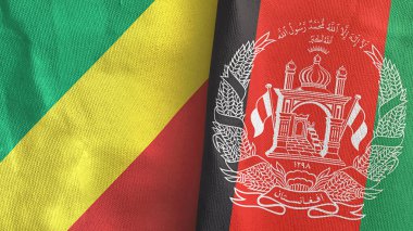 Afganistan ve Kongo iki bayraklı tekstil kumaşı 3D
