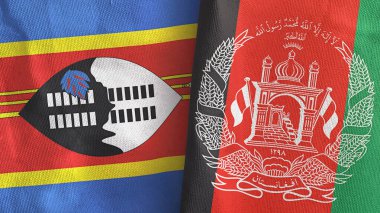 Afganistan ve Eswatini Svaziland. İki bayrak üç boyutlu kumaş.