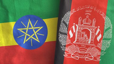 Afganistan ve Etiyopya 'da iki bayraklı kumaş 3D.