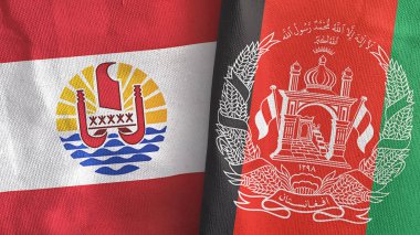 Afganistan ve Fransız Polinezyası. İki bayrak, üç boyutlu kumaş.