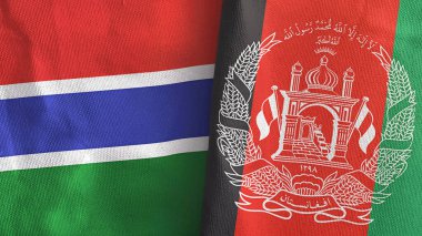Afganistan ve Gambiya 'da iki bayrak, tekstil kumaşı 3D.