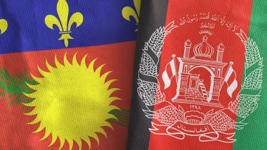 Afganistan ve Guadeloupe. İki bayrak, üç boyutlu kumaş.