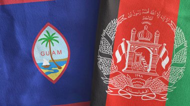Afganistan ve Guam iki bayraklı tekstil kumaşı 3D