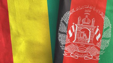 Afganistan ve Gine 'de iki bayrak, tekstil kumaşı 3D.