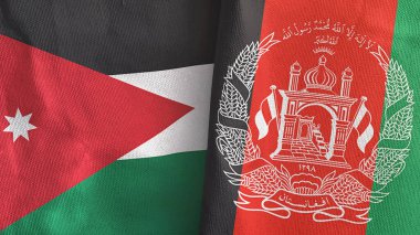 Afganistan ve Ürdün 'de iki bayraklı tekstil kumaşı 3D