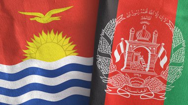 Afganistan ve Kiribati iki bayraklı tekstil kumaşı 3D