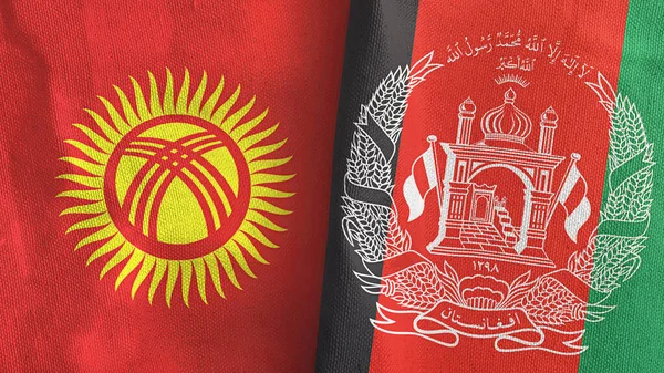 Afganistan ve Kırgızistan 'da iki bayraklı tekstil kumaşı 3D