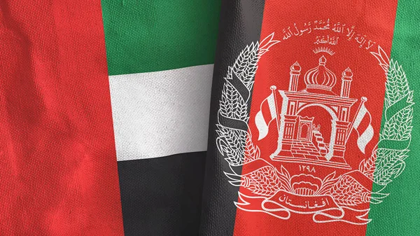 Afganistán y Emiratos Árabes Unidos dos banderas de tela textil 3D renderizado — Foto de Stock