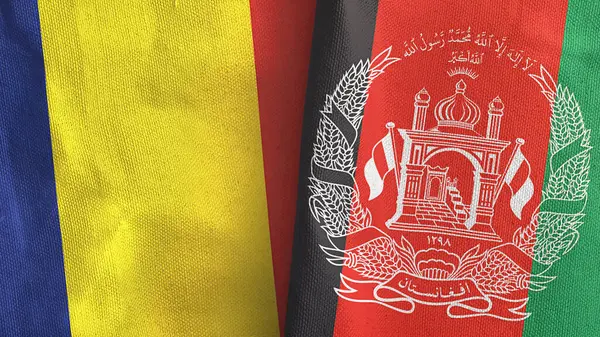 Afganistan ve Çad iki bayraklı tekstil kumaşı 3D