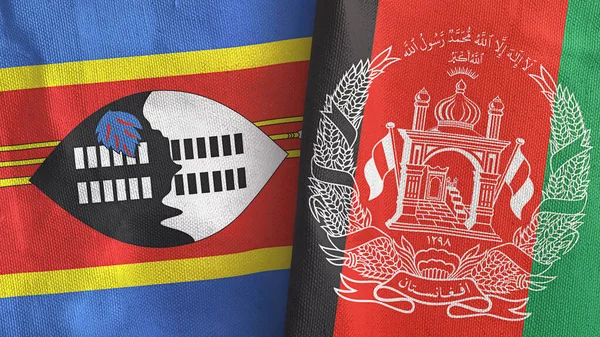 Afganistan ve Eswatini Svaziland. İki bayrak üç boyutlu kumaş.