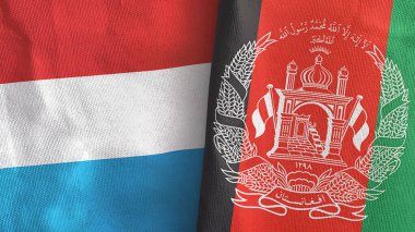 Afganistan ve Lüksemburg. İki bayrak, üç boyutlu kumaş.
