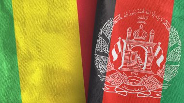 Afganistan ve Mali 'de iki bayraklı tekstil kumaşı 3D