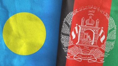 Afganistan ve Palau 'da iki bayraklı tekstil kumaşı 3D.