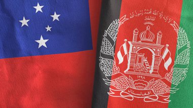 Afganistan ve Samoa iki bayrak tekstil kumaşı 3D
