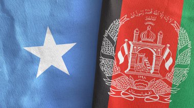 Afganistan ve Somali 'de iki bayraklı tekstil kumaşı 3D.