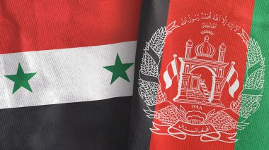 Afganistan ve Suriye 'de iki bayraklı tekstil kumaşı 3D