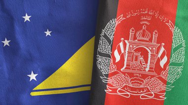 Afganistan ve Tokelau iki bayraklı tekstil kumaşı 3D