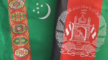 Afganistan ve Türkmenistan 'da iki bayraklı kumaş 3D