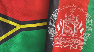 Afganistan ve Vanuatu 'da iki bayraklı tekstil kumaşı 3D.