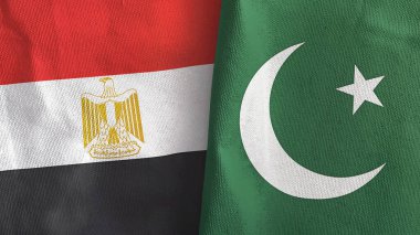 Pakistan ve Mısır 'da iki bayraklı tekstil kumaşı 3D