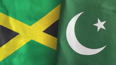 Pakistan ve Jamaika 'da iki bayraklı tekstil kumaşı 3D
