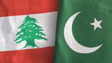 Pakistan ve Lübnan 'da iki bayraklı kumaş 3D.