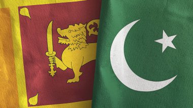 Pakistan ve Sri Lanka 'da iki bayraklı kumaş 3D.