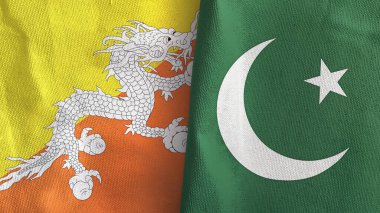 Pakistan ve Butan iki bayraklı tekstil kumaşı 3D