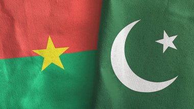 Pakistan ve Burkina Faso 'nun iki bayrağı 3 boyutlu kumaş.