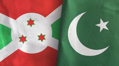 Pakistan ve Burundi iki bayraklı kumaş 3D.