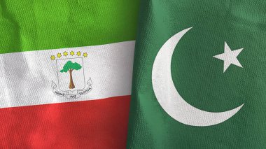 Pakistan ve Ekvator Ginesi 2 bayraklı tekstil kumaşı 3D