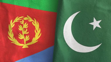 Pakistan ve Eritre iki bayraklı tekstil kumaşı 3D
