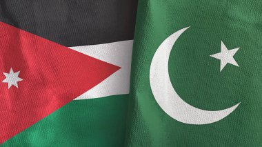 Pakistan ve Ürdün 'de iki bayraklı tekstil kumaşı 3D