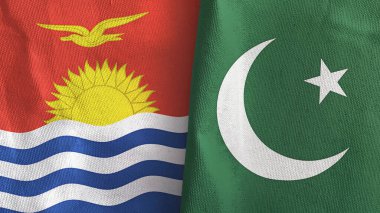 Pakistan ve Kiribati 'de iki bayraklı tekstil kumaşı 3D