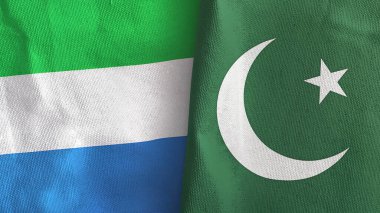 Pakistan ve Sierra Leone 'nin iki bayrağı tekstil kumaşı 3D.