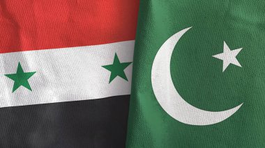 Pakistan ve Suriye 'de iki bayraklı tekstil kumaşı 3D
