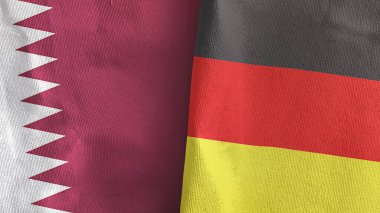 Almanya ve Katar iki bayraklı tekstil kumaşı 3D görüntüleme