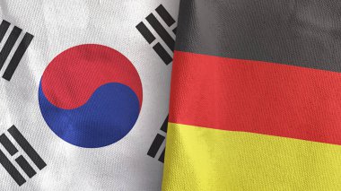 Almanya ve Güney Kore 'de iki bayraklı kumaş 3D.
