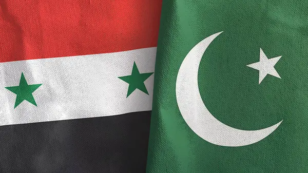 Pakistan ve Suriye 'de iki bayraklı tekstil kumaşı 3D