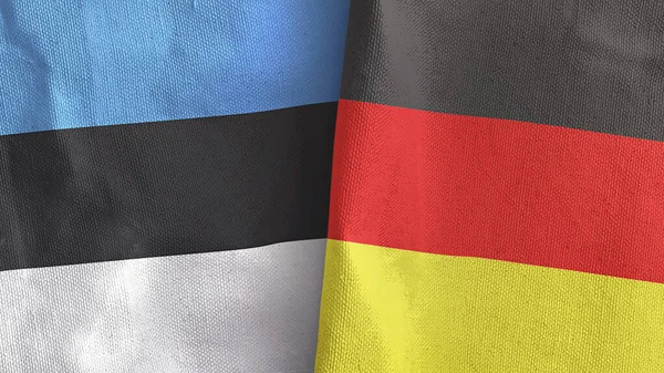 Germania ed Estonia due bandiere tessuto 3D rendering — Foto Stock