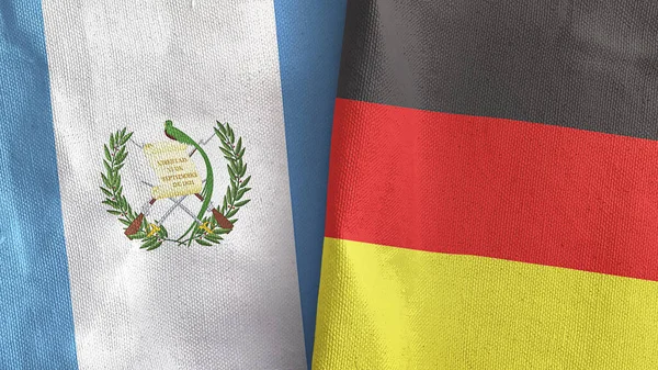 Tyskland och Guatemala två flaggor textilduk 3D-rendering — Stockfoto