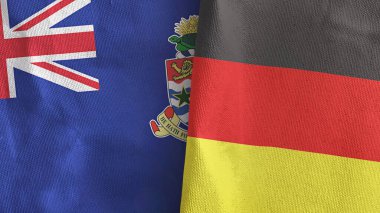 Almanya ve Cayman Adaları iki bayraklı tekstil kumaşı 3D