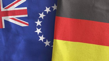 Almanya ve Cook Adaları iki bayraklı kumaş 3D