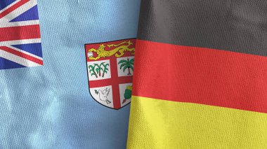 Almanya ve Fiji iki bayraklı tekstil kumaşı 3D