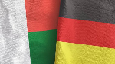 Almanya ve Madagaskar iki bayraklı tekstil kumaşı 3D